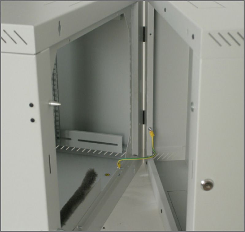 Kabinet mural Triton 19" RBA, 4U, derë xhami, gri e hapur