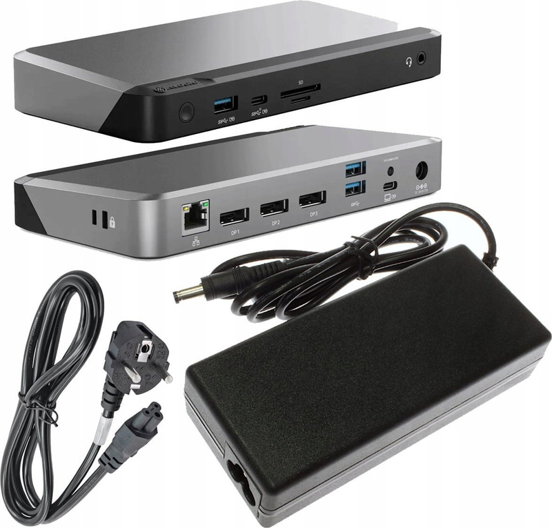 Docking station Alogic MX3 USB C, 5K, 100W, e zezë gri