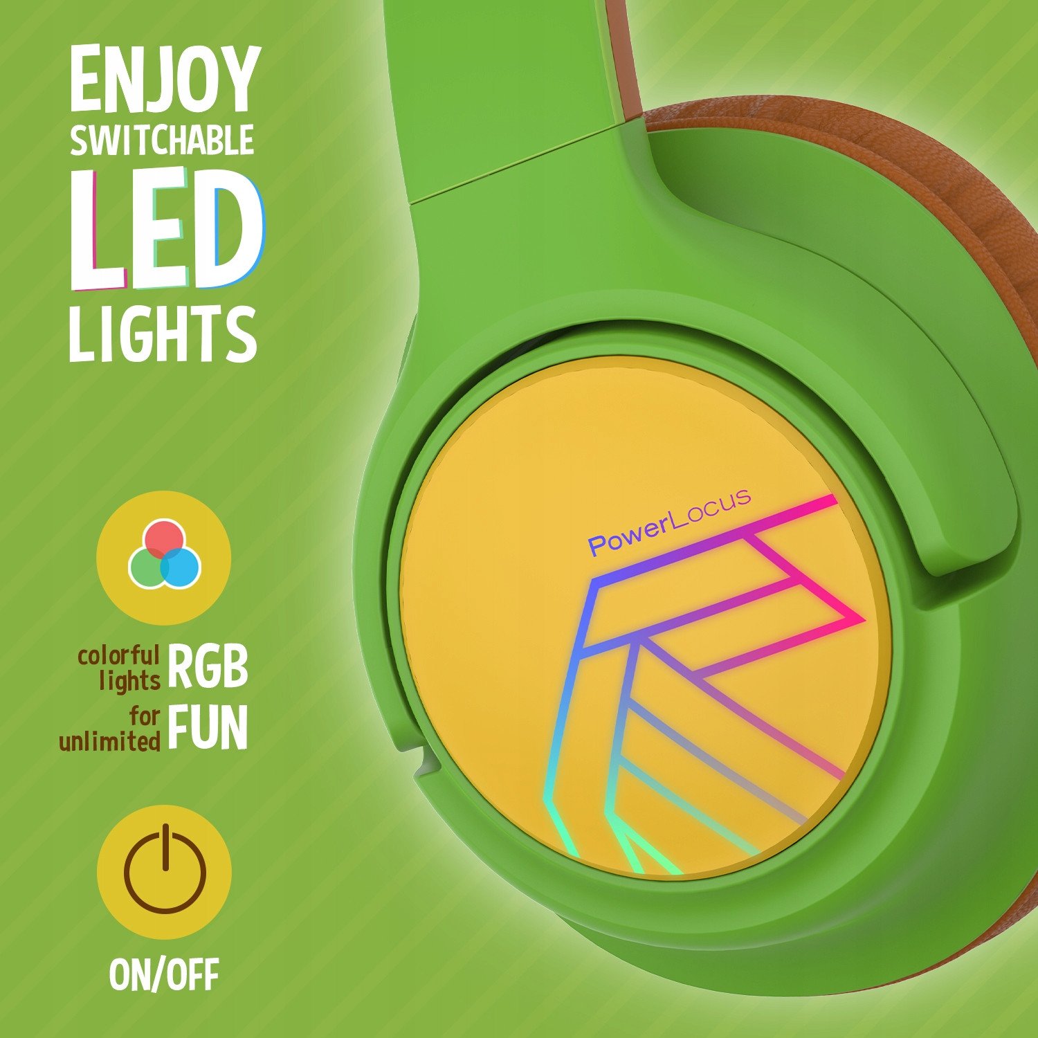 Kufje wireless për fëmijë PowerLocus Bobo Turtle, Bluetooth, me kabllo 1m, shumëngjyrëshe