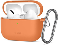Kuti mbrojtëse Tech-Protect Silicone Hook për Apple AirPods Pro 3, silikon, me karabinë, portokalli kozmik