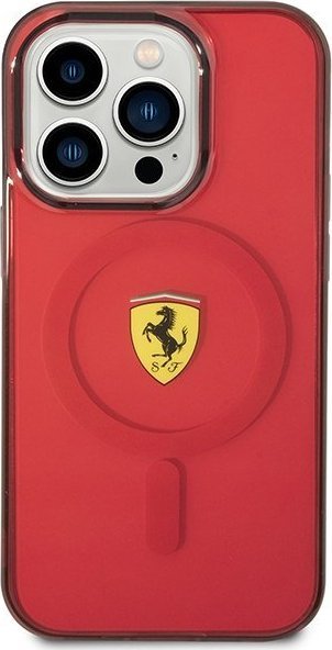 Mbështjellës telefoni Ferrari Translucent MagSafe, për iPhone 14 Pro, transparant, i kuq