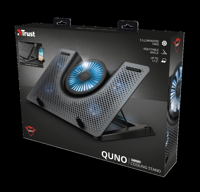 Bazë ftohëse për laptop Trust GXT 1125 Quono, 17.3", 5 ventilatorë, ndriçim blu
