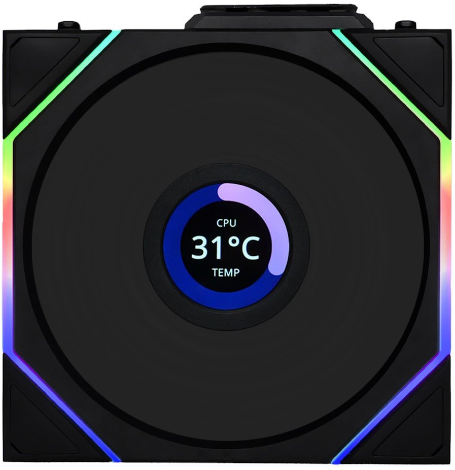 Ventilator kaste Lian Li UNI FAN TL LCD Wireless Reverse Blade 120mm ARGB PWM, i zi