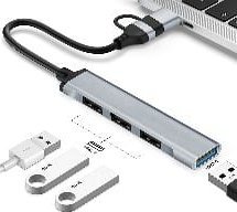 Adapter USB hub Tracer 47499 A-4, 4 porta, USB-C, argjendtë