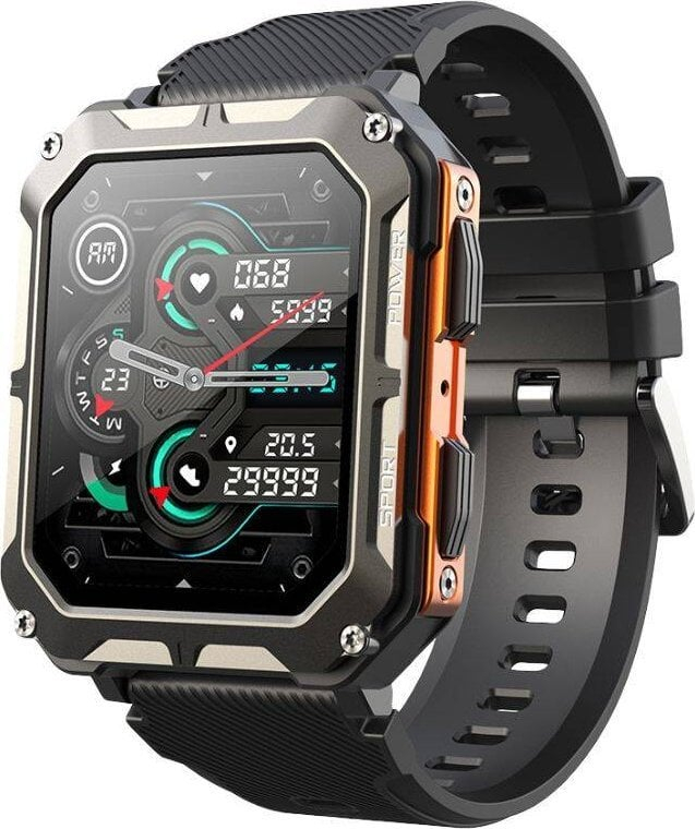 Smartwatch Rubicon RNCF27, Bluetooth Call, rezistent ndaj spërkatjeve, i zi e portokalli