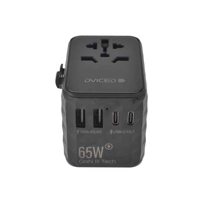 Dviced Universal Travel Adapter 65W GaN, Black