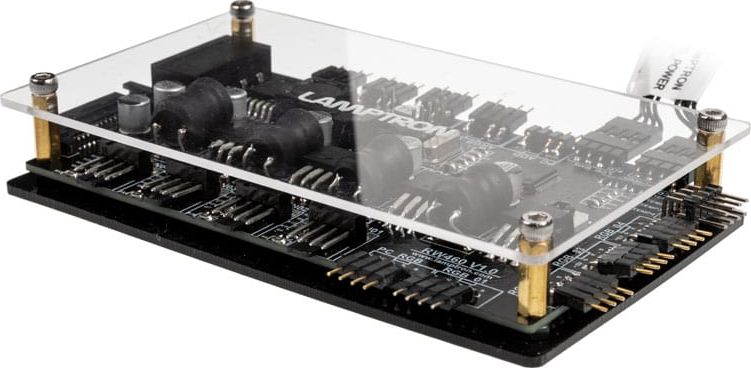 Kontrollues ventilatorësh dhe RGB Lamptron RW460, ekran LCD, telekomandë, i zi