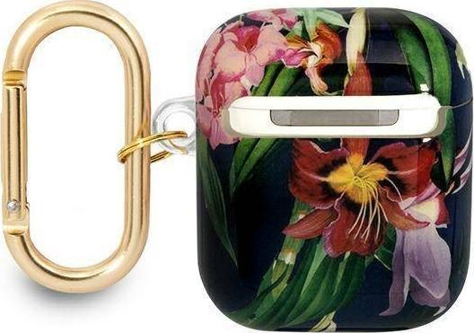 Заштитна навлака Guess Flower Strap Collection за AirPods, TPU, со декоративна лента, сина