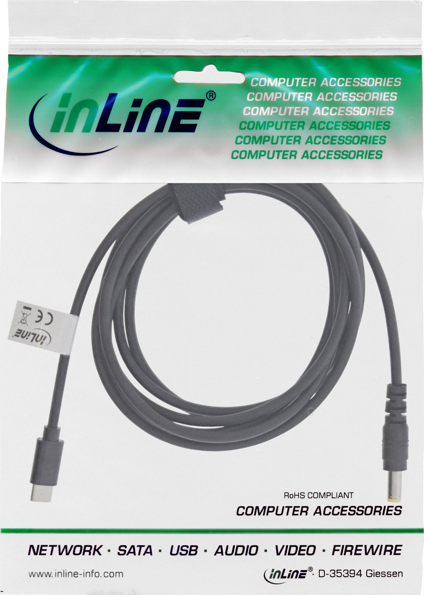 Kabllo karikues USB Type C InLine, për ASUS Lenovo Notebook, 2m, i zi