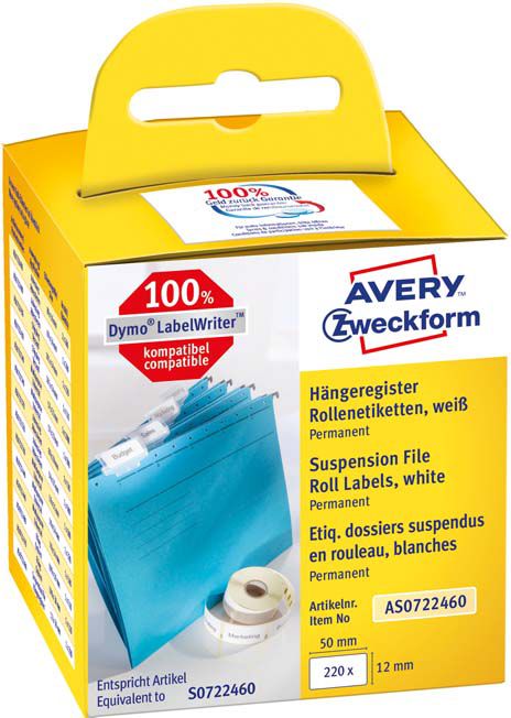 Etiketa vetëngjitëse Avery Zweckform AS0722460, 50 x 12 mm, 220 etiketa, të bardha