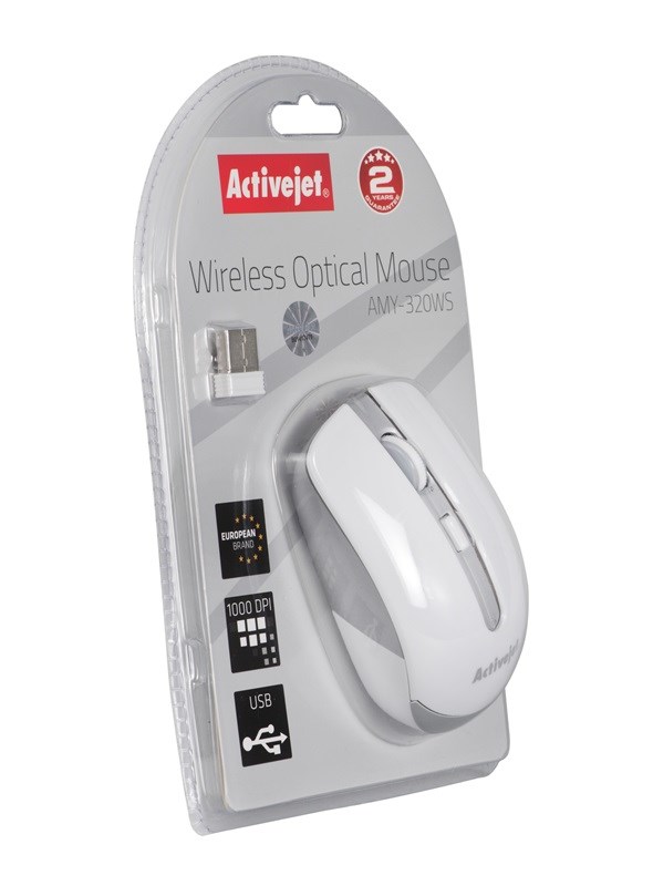 Maus Activejet AMY-320WS, RF Wireless, i argjendtë / i bardhë
