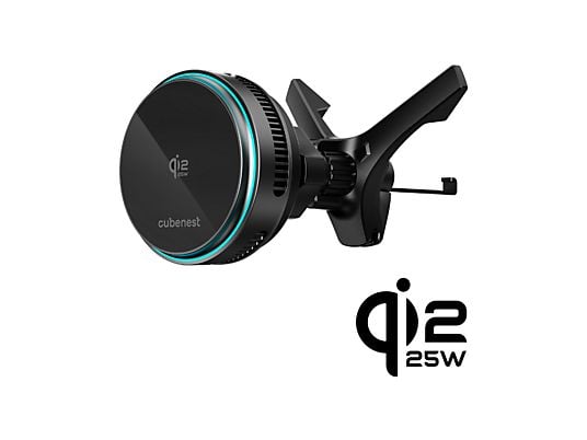 Безжичен полнач за автомобил CUBENEST Qi2.2 Auto SQ1C2, 25W, магнетен, црн