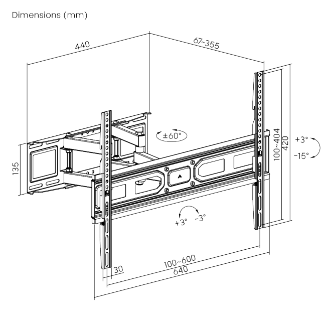 Mbajtëse për TV Brateck LPA78-466, 37"- 80", 40kg