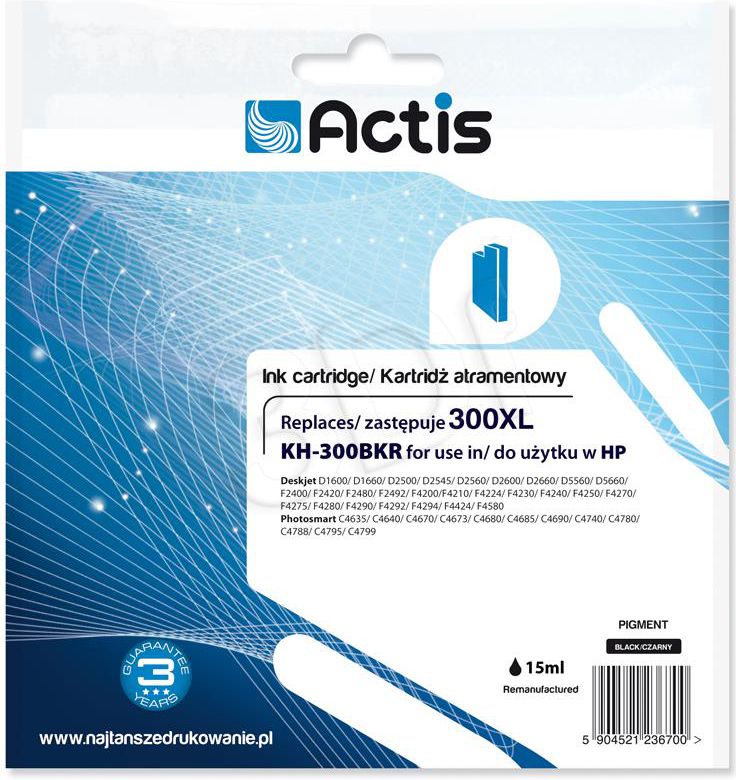 Ngjyrë për printer Actis KH-300BKR / CC641EE no. 300XL, e zezë
