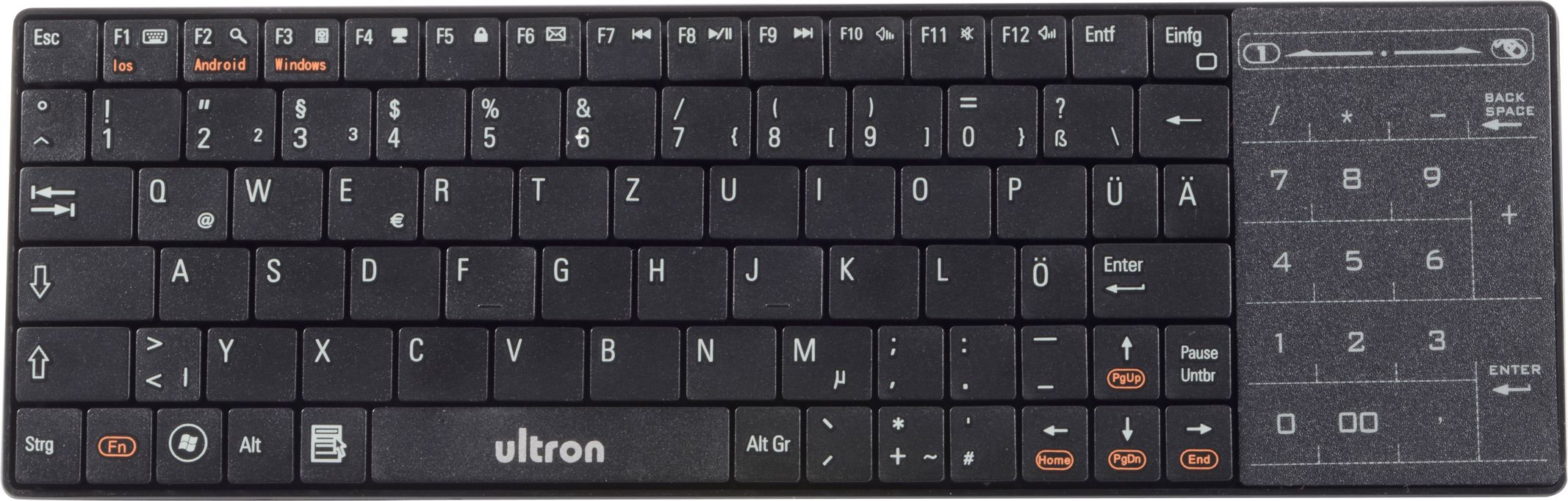 Tastierë Ultron UMT BT, Bluetooth, layout QWERTZ gjerman, e zezë