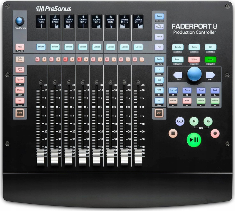 Kontroller DAW Presonus FaderPort 8, 8 fadera motorikë, USB, i zi