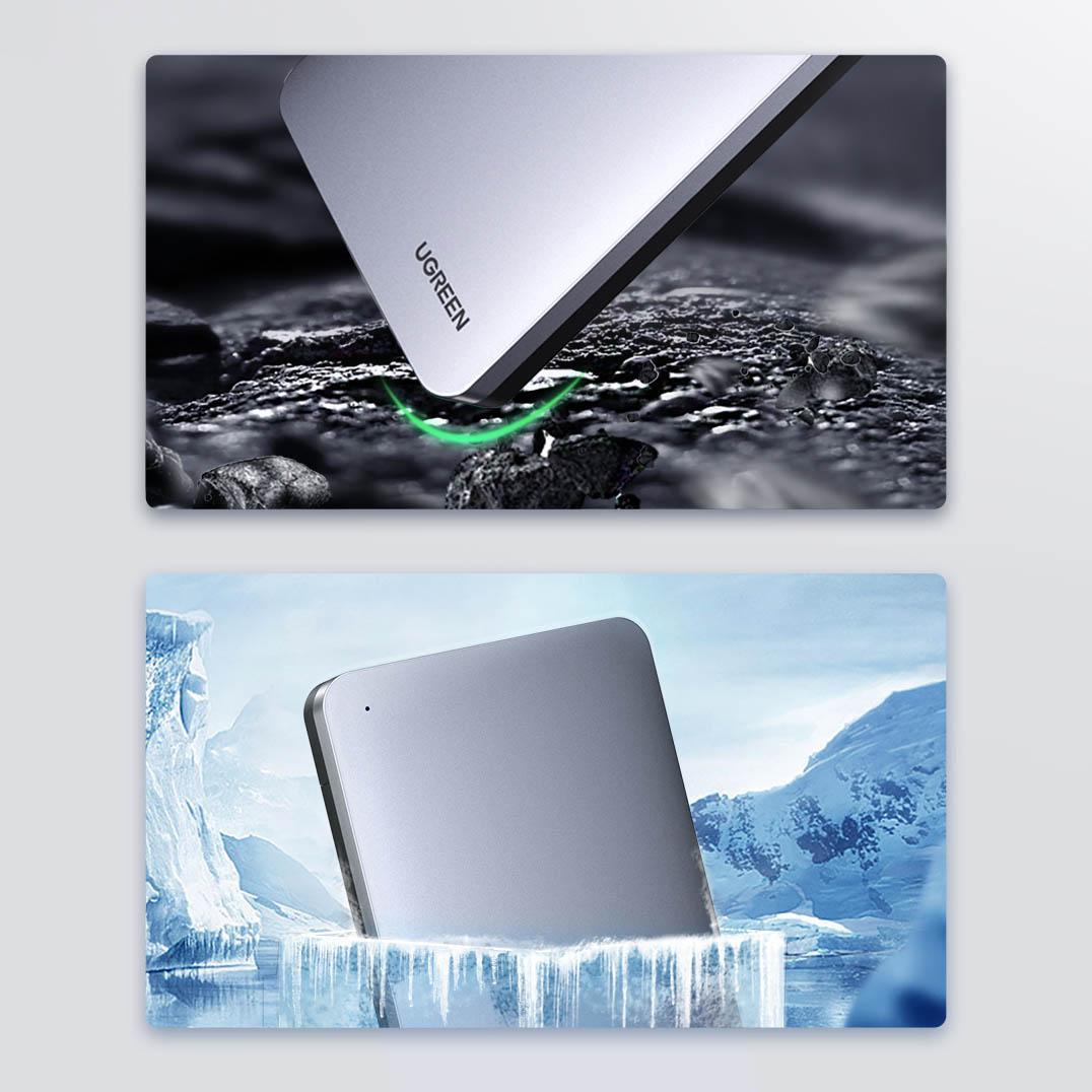 Kuti eksternale Ugreen CM300, 2.5" SATA, USB-C 3.2 Gen 2, gri