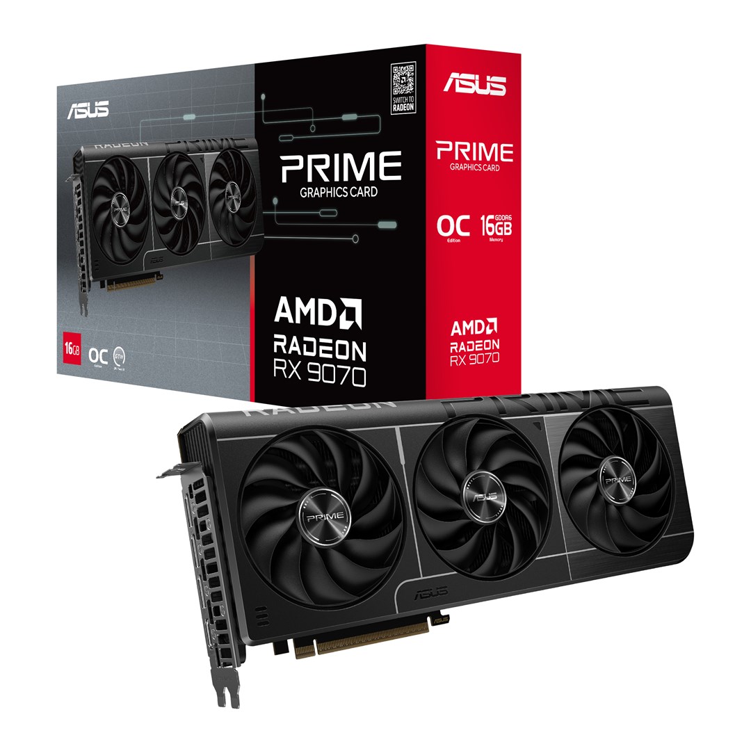 Kartelë grafike ASUS Prime -RX9070-O16G AMD Radeon RX 9070, 16 GB GDDR6