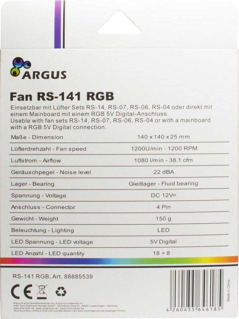 Ftohës Argus RS-141 RGB, 140 mm