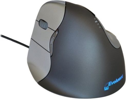 Maus BakkerElkhuizen Evoluent, me kabllo, USB, i zi dhe i argjendtë