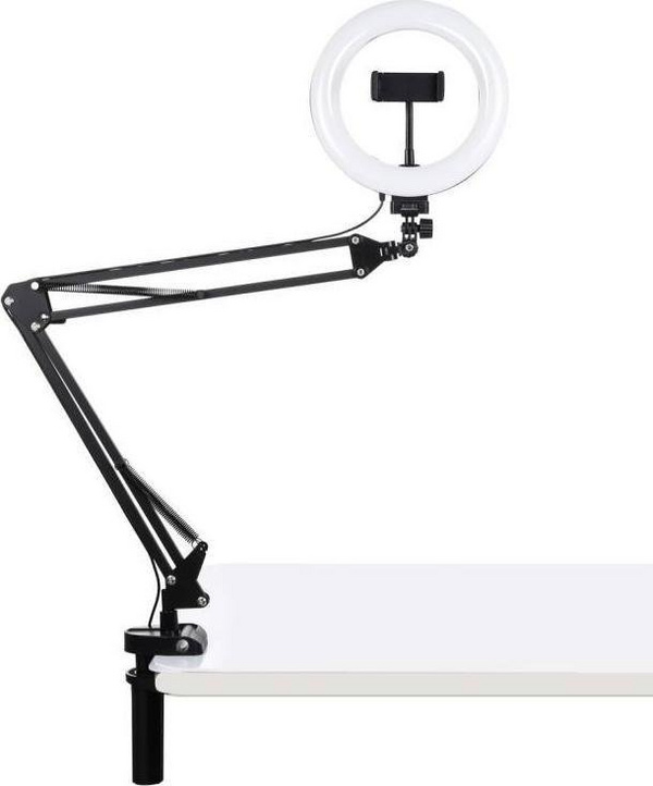 Mbajtëse për celular me llambë LED Puluz Clip PKT3089B, 26cm, e zezë