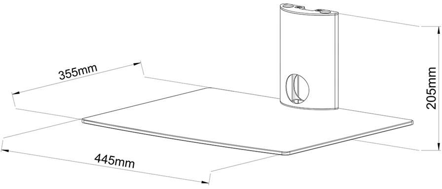 Raft muri për DVD OEM STO D-49N, kapacitet 10kg, xham i fortifikuar, i zi