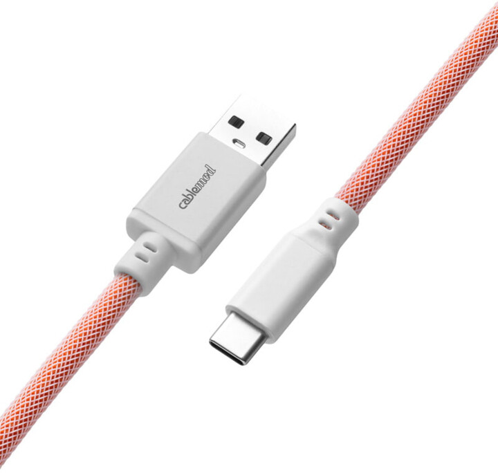 Kabllo spirale CableMod Pro, USB-C/USB-A, 1,5m, e portokalltë