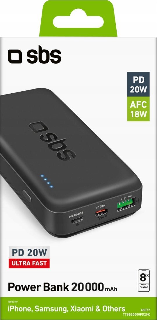 Power bank SBS TTBB20000PD20K, 20000mAh, 20W, e zezë