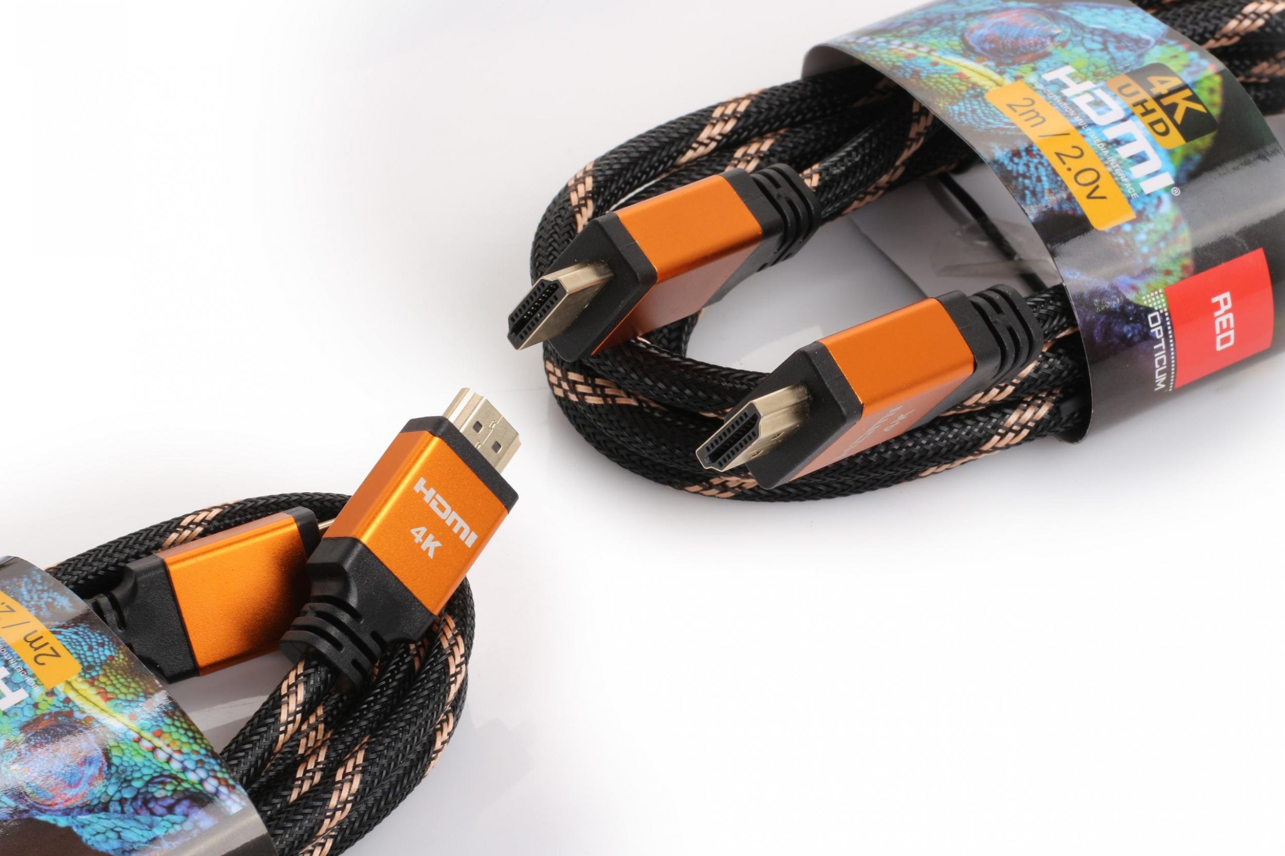 Kabllo HDMI Opticum RED 27950, 3m, 4K UHD, portokalli