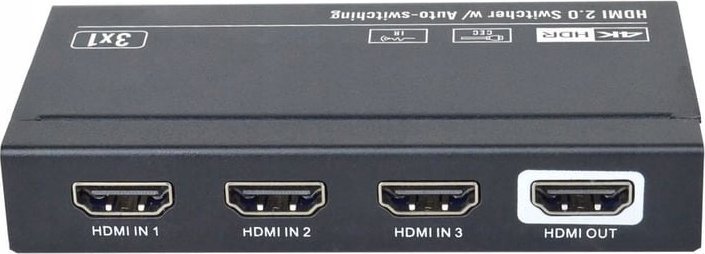 Ndërprerës HDMI VivoLink 3x1, 4K 60Hz, me telekomandë, i zi