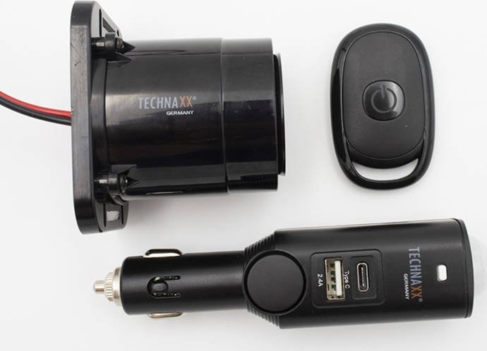 Alarm universal për vetura Technaxx TX-168, telekomandë, sirenë zanore, i zi