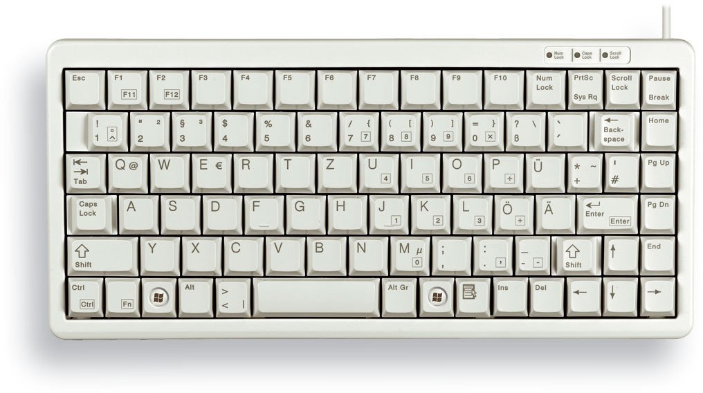 Tastierë CHERRY Compact Keyboard, 83 taste, USB PS2, gri e hapur
