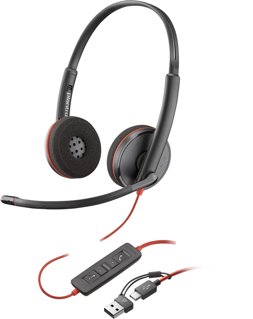 Kufje Poly Blackwire 3220 Stereo, USB-C, të zeza