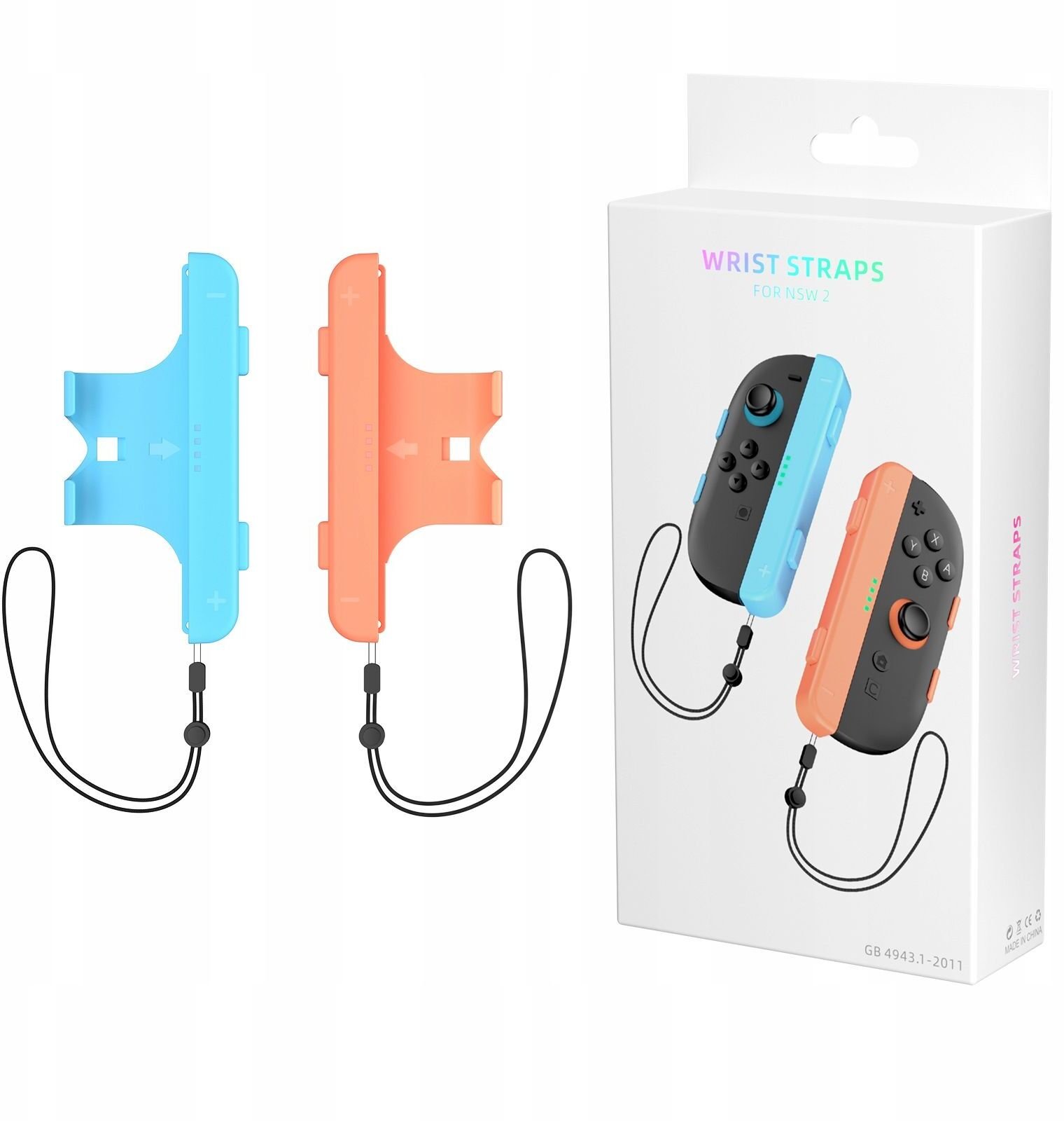 Mbajtëse vertikale për JoyCon JYS-NS2280, set 2 copë, me rrip dore, blu dhe portokalli