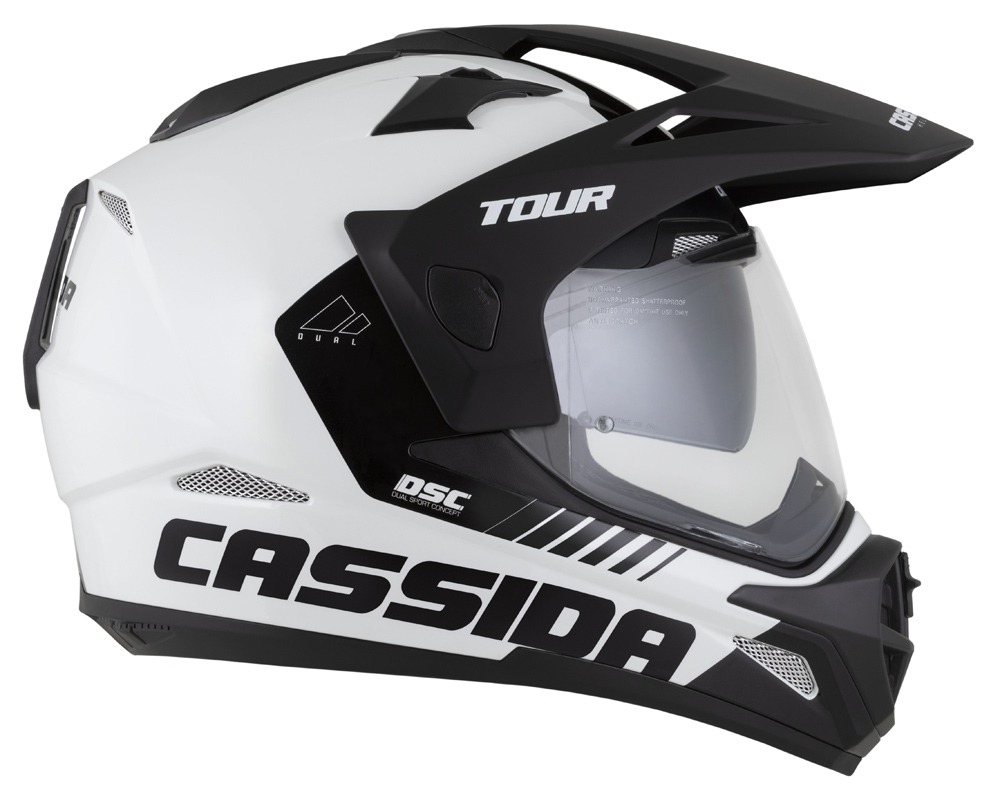 Helmetë moto CASSIDA Tour 2.0 Dual 2026, turistike adventure, Pinlock ready, e bardhë e zezë