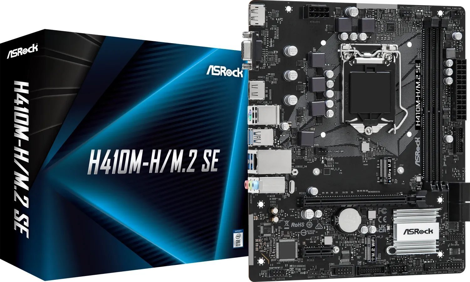 Pllakë amë ASRock H410M H M.2 SE, Intel H410, mATX, e zezë