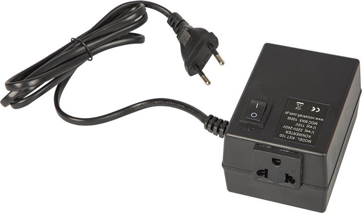 Konvertues tensioni Converter Transformer, 230V në 110V, 2 dalje, i zi