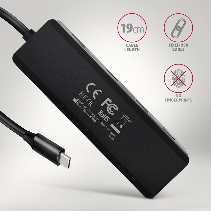 [OUTLET] USB hub Axagon 4x USB 3.2 Gen 1, 1x USB-C, USB-C cable, 19cm
