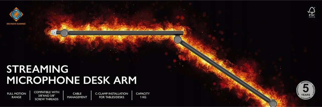 Рачка за микрофон Deltaco Gaming GAM-172, за стриминг, универзална, црна