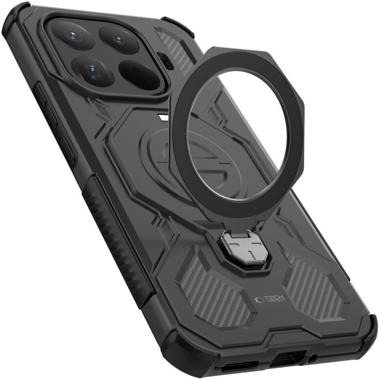 Mbulesë telefoni Tech-Protect TacticStand për Xiaomi 15T Pro, me këmbë mbajtëse, MagSafe, e zezë