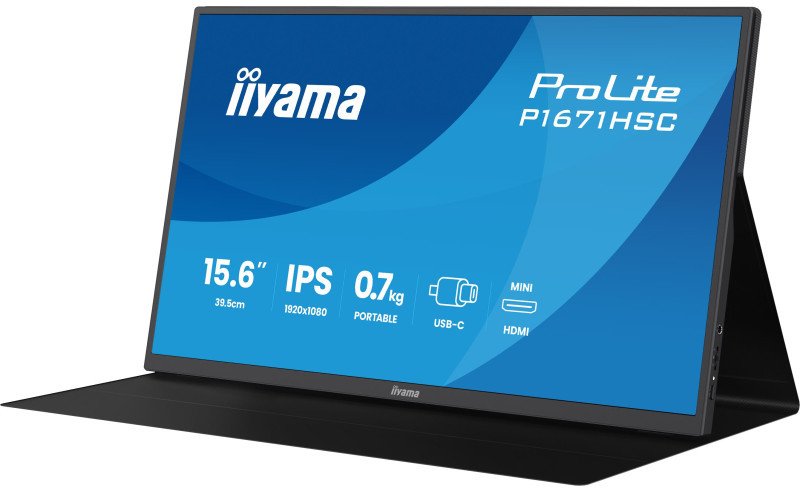 Пренослив монитор Iiyama ProLite P1671HSC B1, 15.6\", Full HD, црн
