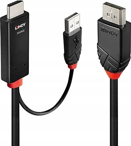 Kabllo HDMI në DisplayPort Lindy, 2m, 4K 60Hz, e zezë