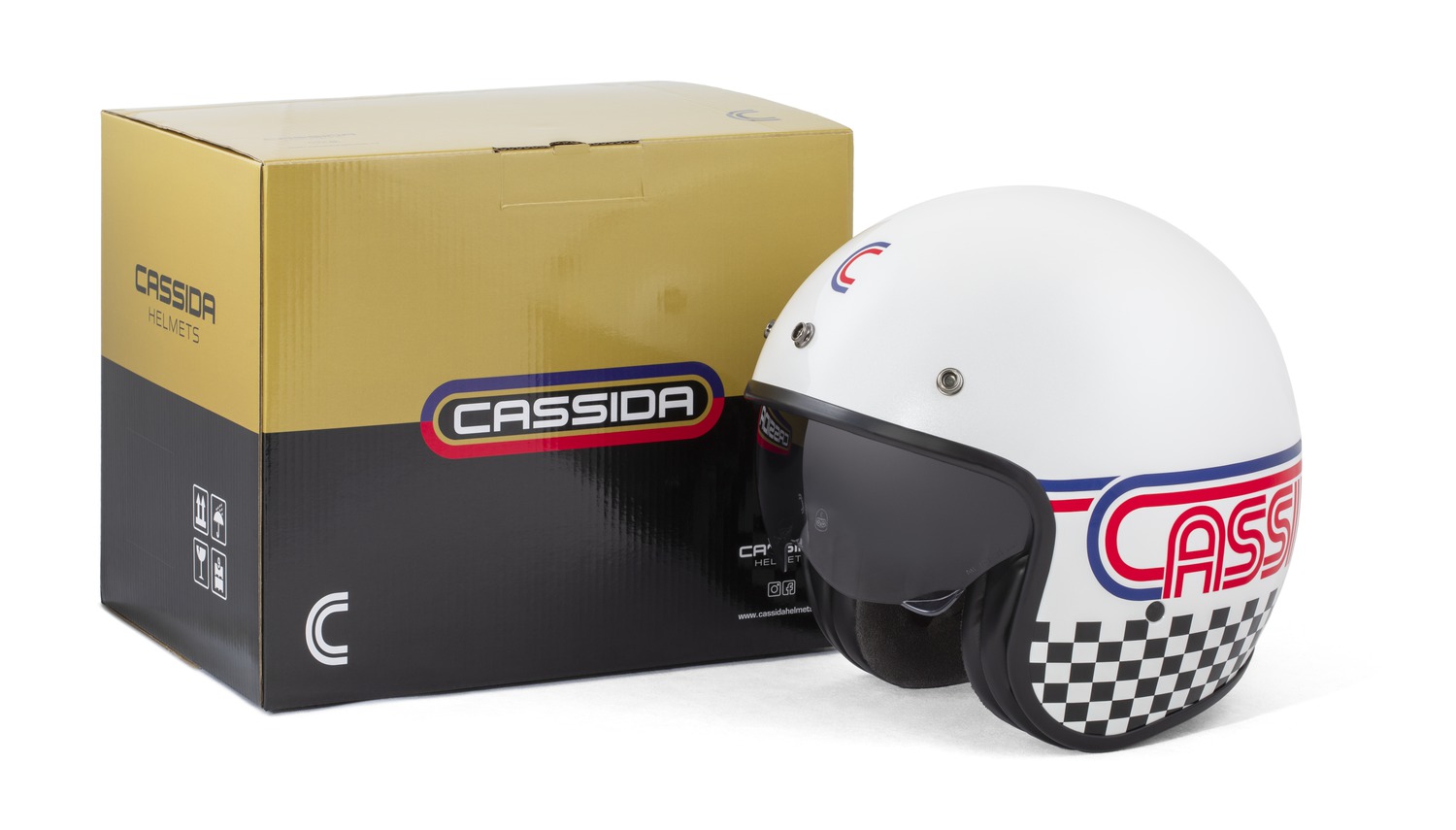 Kaska moto CASSIDA Oxygen 2.0 Rondo, e hapur, homologim ECE 22.06, pearl white red blue black