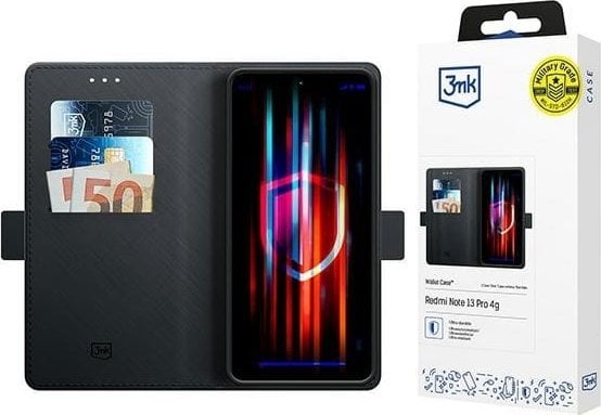 Këllëf portofol 3mk Wallet Case për Redmi Note 13 Pro 4G, me qëndrim, i zi