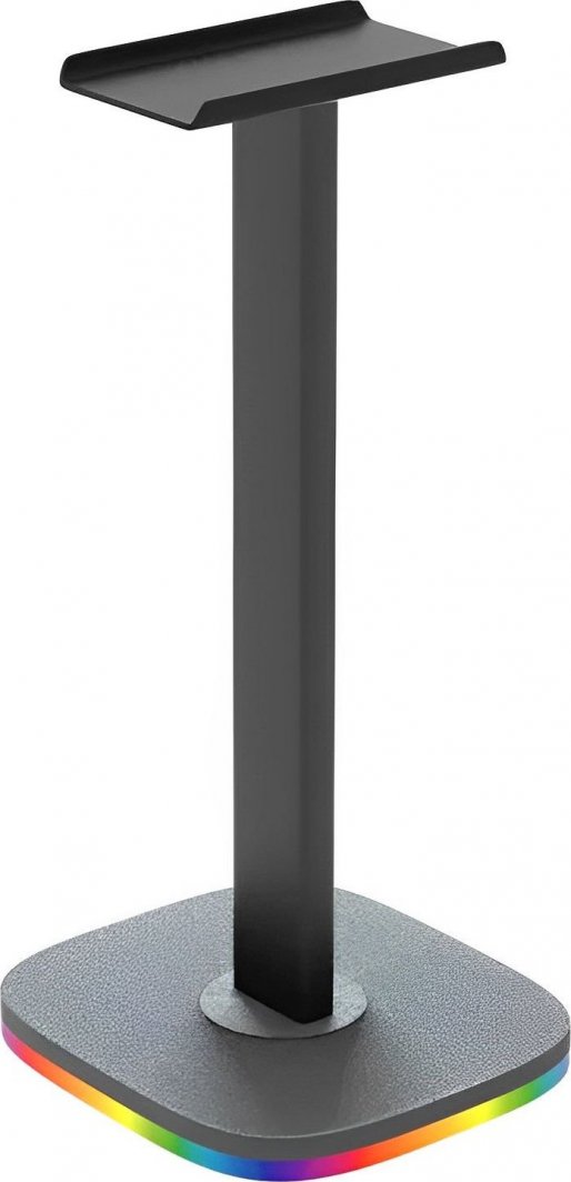 Mbajtëse për kufje Mozos D10, RGB, plastike, e zezë