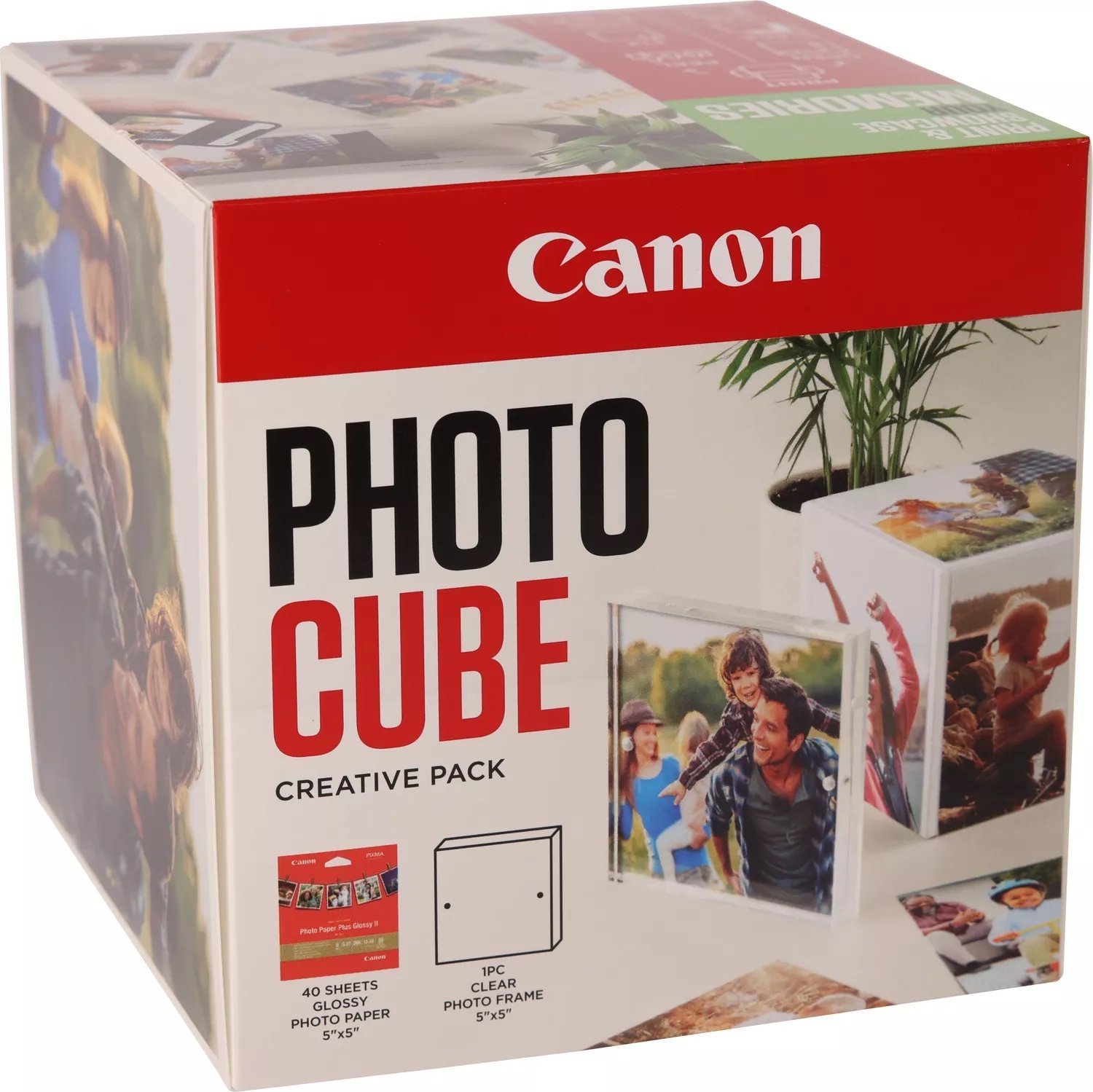 Letër fotografike Canon PP-201 Photo Cube, 13x13cm, 40 fletë, me kornizë fotoje, jeshile