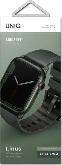 Rrip dore Uniq Linus Airosoft për Apple Watch 42/44/45/49mm, silikon, jeshile