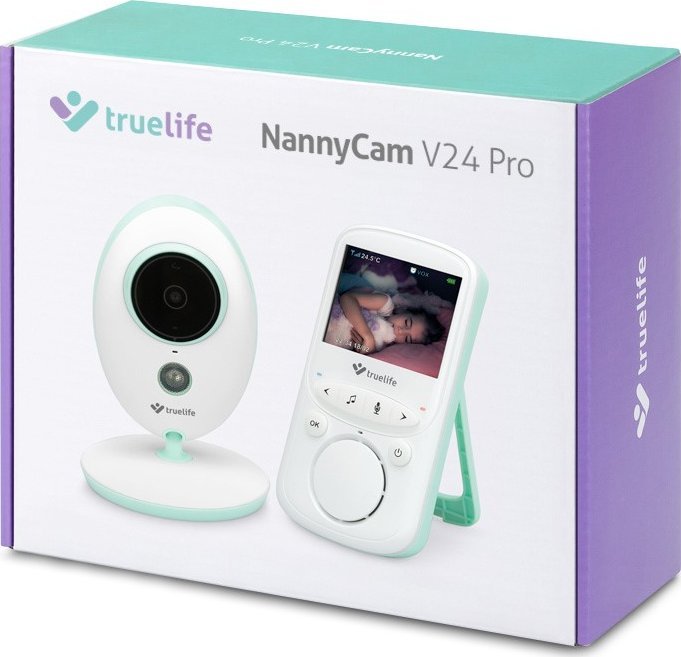 Monitor bebe Truelife Nanny Cam V24 Pro, ekran 2.4", lidhje 2.4 GHz, i bardhë