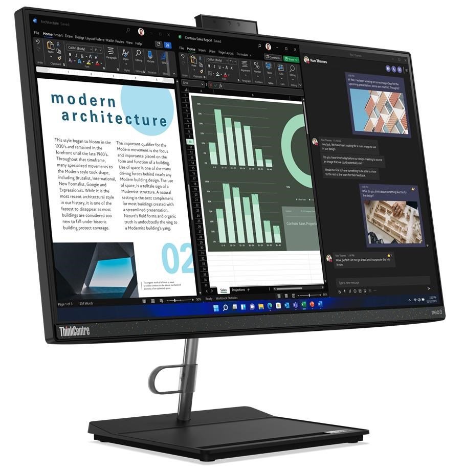 Kompjuter All-in-One Lenovo ThinkCentre neo 30a, 23.8", Intel Core i5-1240P, 8GB RAM, 256GB SSD, i zi