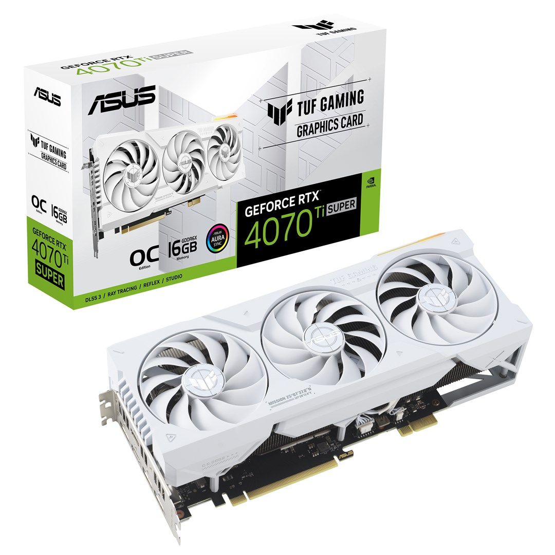 Kartelë grafike ASUS GeForce RTX 4070 Ti SUPER BTF TUF OC, 16GB, e bardhë